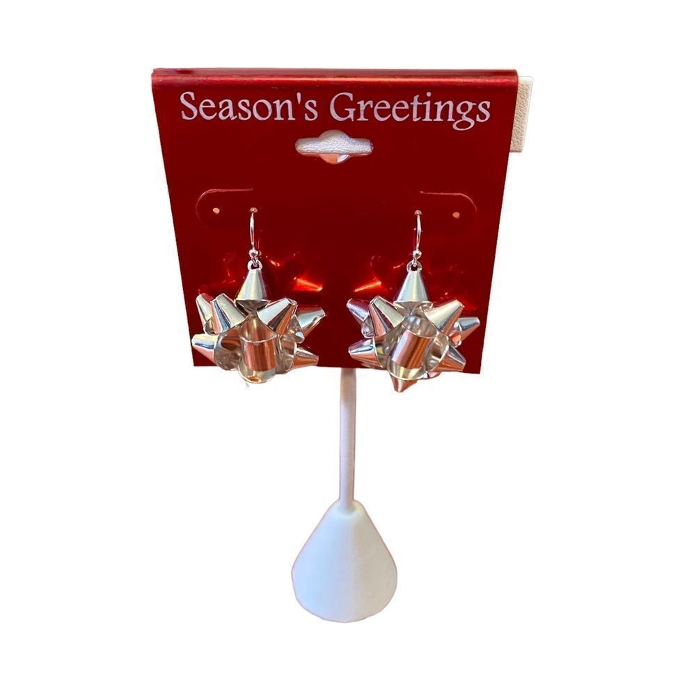 Silver Bow Earrings. Perfect for the upcoming holidays!